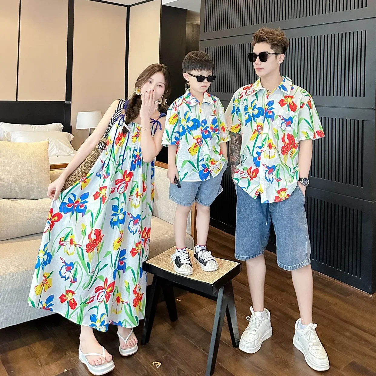 Resort Shirt Floral - VacationClothes 한국 엄마와 딸 리조트 소녀