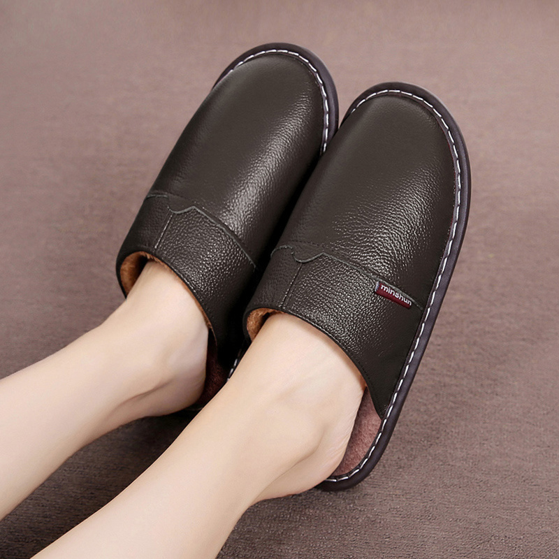 브랜드 홈 가죽 슬리퍼 남녀 수제 스티치 퍼 슬리퍼 실 - Flip Flop Leather Men 리뷰 및 가격