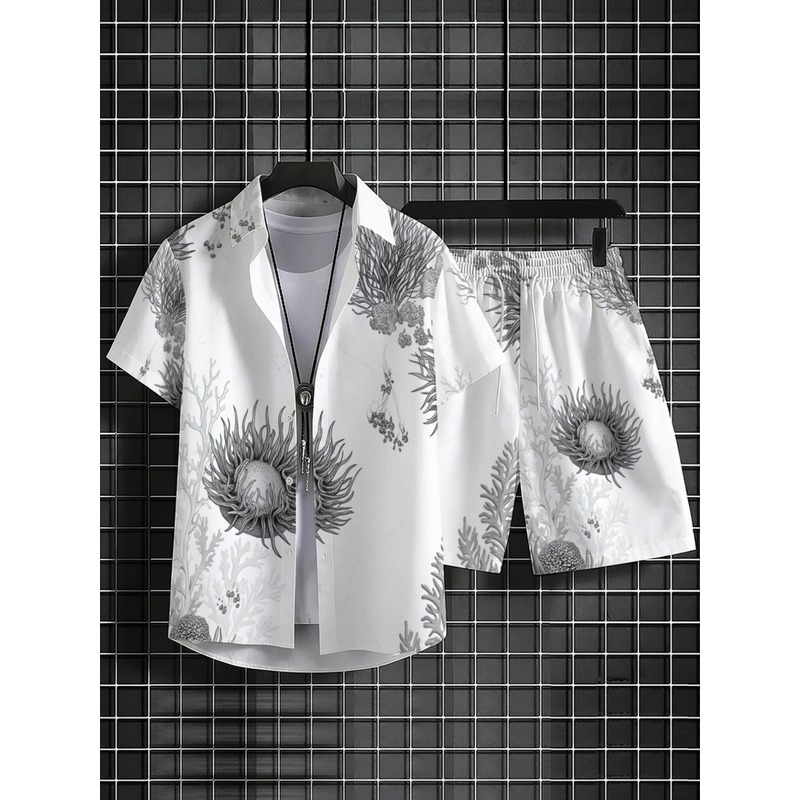 남성용 플로럴 하와이안 셔츠 & 반바지 세트 폴리에스터 - Resort Shirt Floral 리뷰 및 가격