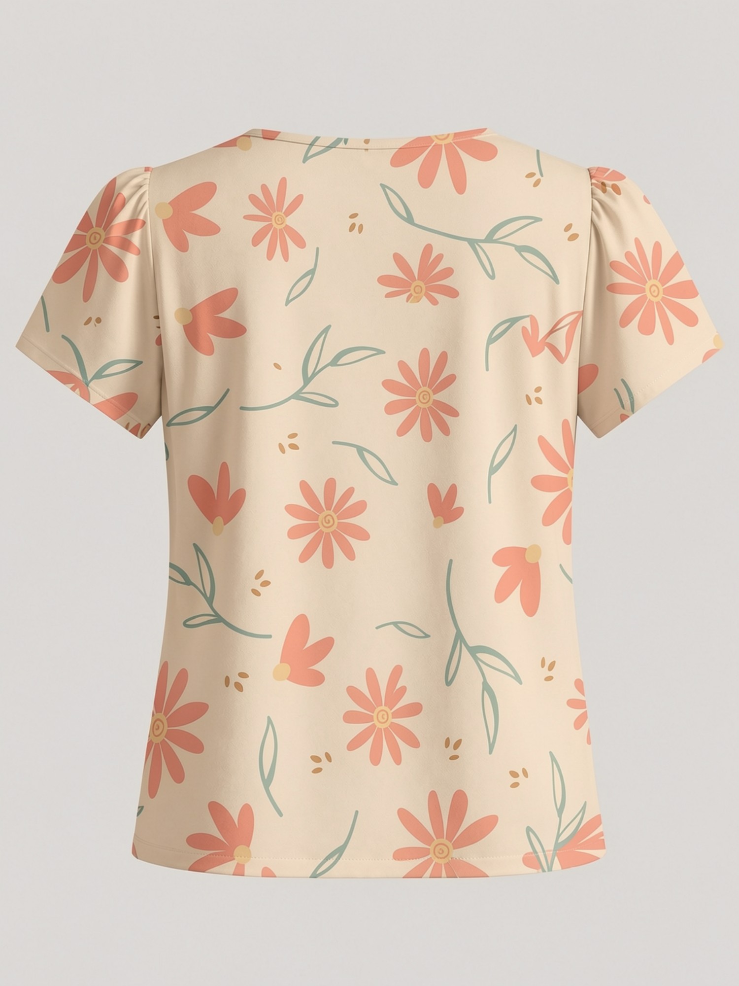 2026 신상 여성용 라운드넥 우아한 티셔츠, 반팔,  - Resort Shirt Floral 리뷰 및 가격