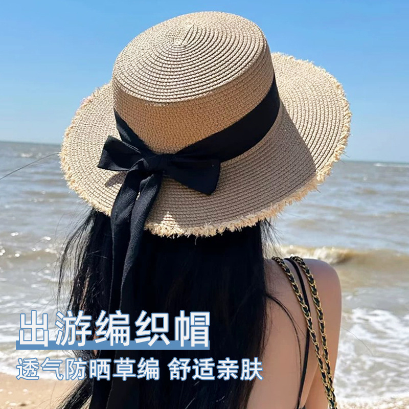 여성용 밀짚 햇빛 가리개 모자, 리본 장식 여름 해변  - Packable Hat Nylon 리뷰 및 가격