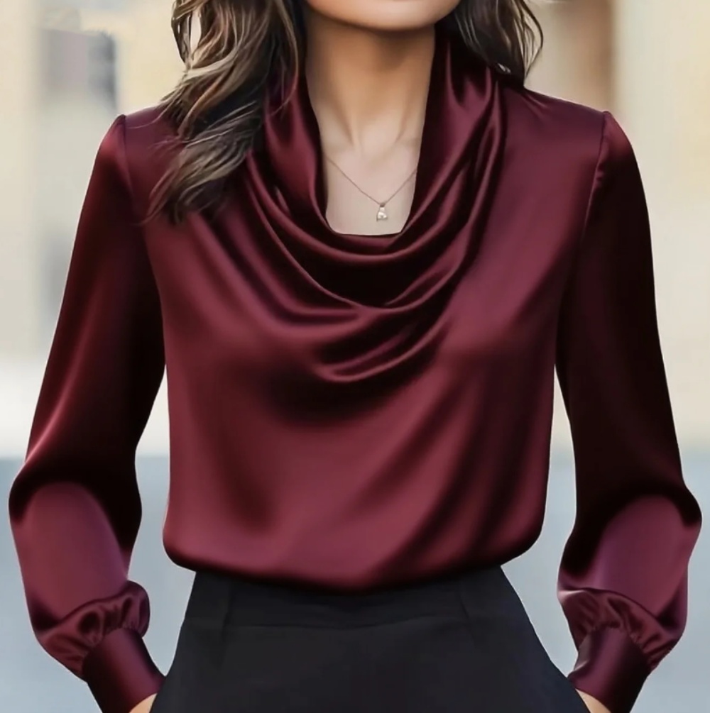 가을 패션 우아한 분위기 단색 심플 스윙 칼라 긴팔 셔 - Shirt Camp Collar 리뷰 및 가격