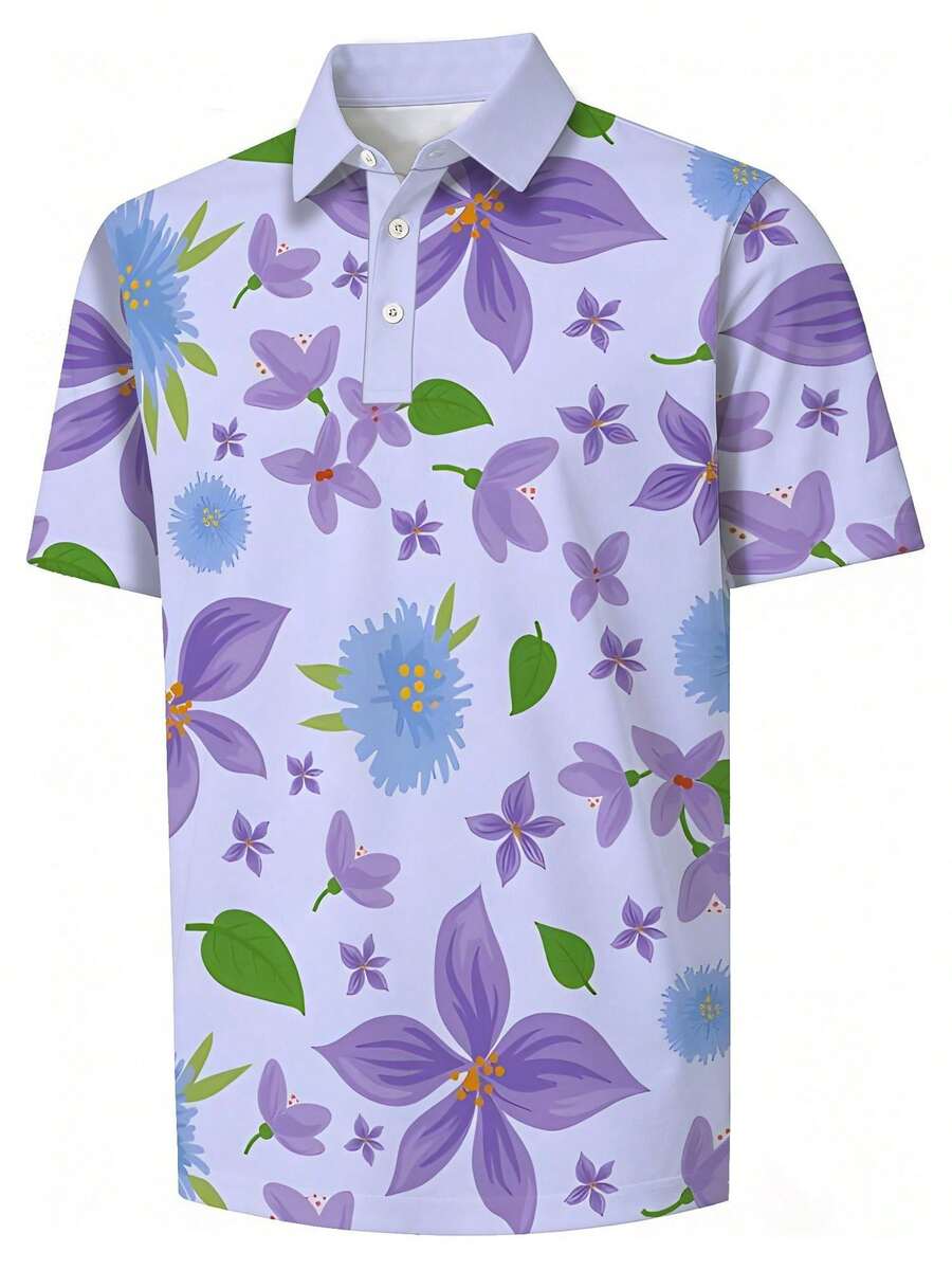 남성용 플로럴 프린트 피케 셔츠 반팔 캐주얼 여름 아웃 - Polo Shirt Pique 리뷰 및 가격