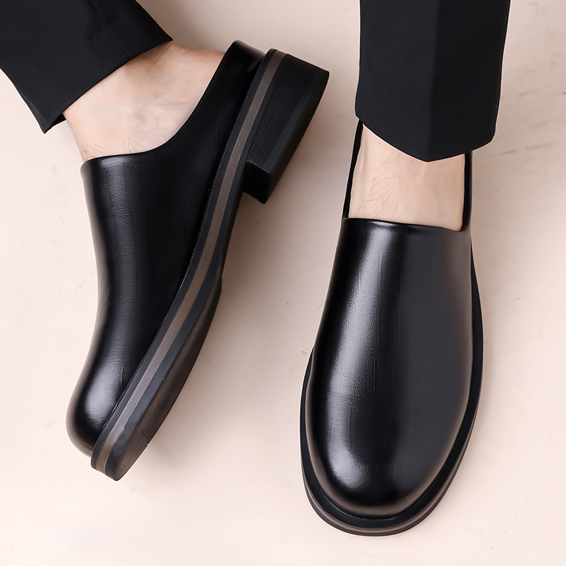남성 슬립온 하프 슬리퍼, 두꺼운 밑창 광택 캐주얼 가 - Flip Flop Leather Men 리뷰 및 가격