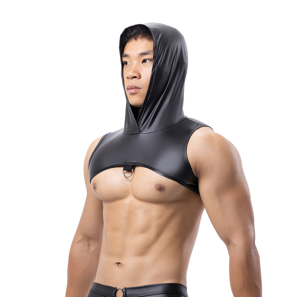 남성 가짜 가죽 후드 피트니스 탱크 탑 가슴 하네스 후 - Tank Top Muscle 리뷰 및 가격