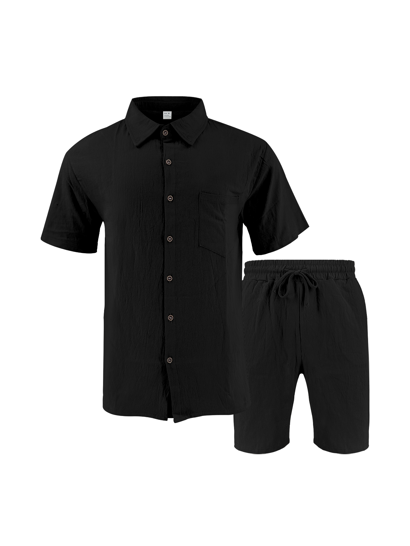 남성용 린넨 질감 투피스 세트, 칼라가 있는 반팔 셔츠 - Linen Shirt Breathable 리뷰 및 가격