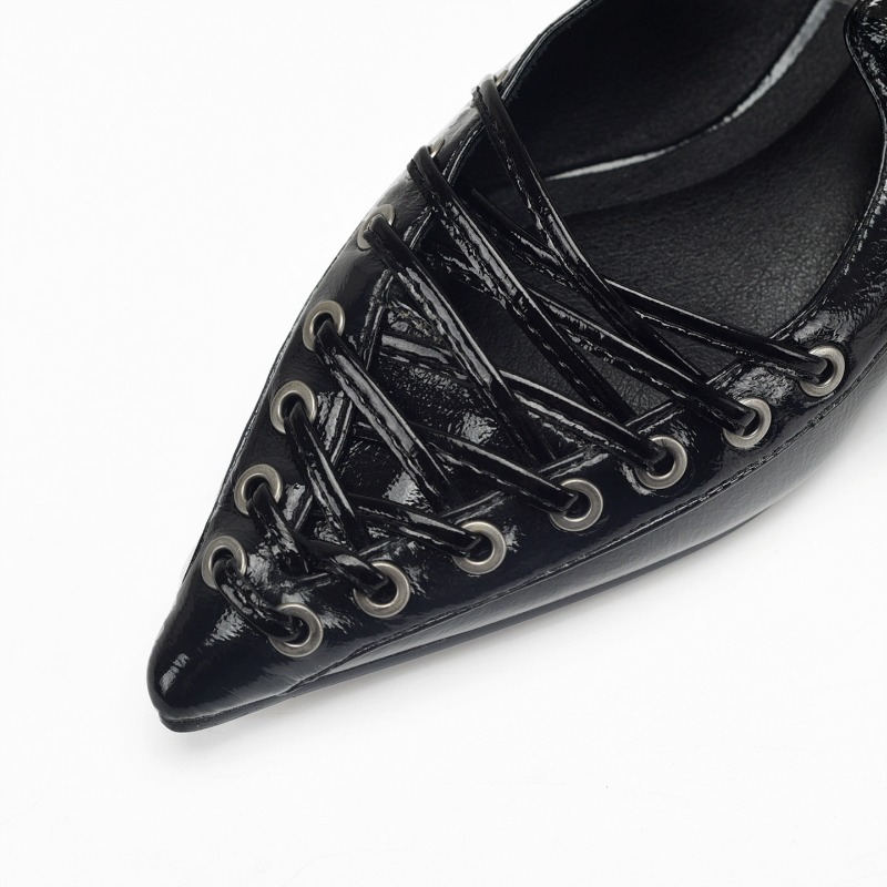 뾰족한 앞코 레이스업 여성 슬리퍼 여름 PU 가죽 낮은 - Casual Sandal Leather 리뷰 및 가격